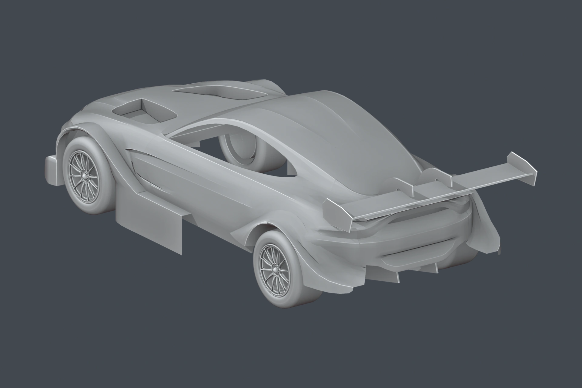 Aston Martin Vantage DTM exterior from the rear quarter at subdivision level 1.