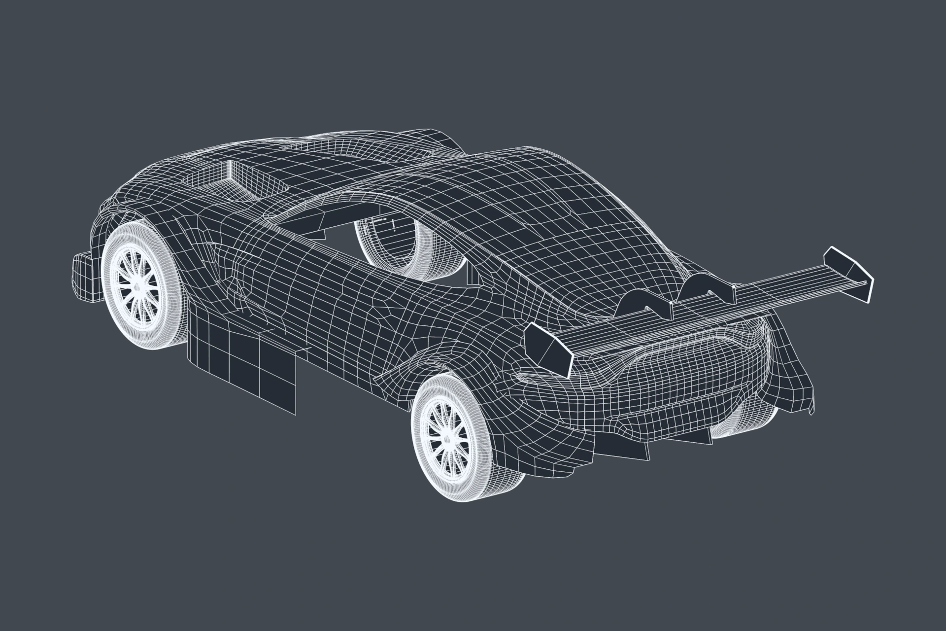 Matching rear view with native polygon edges, retaining quad boundaries.