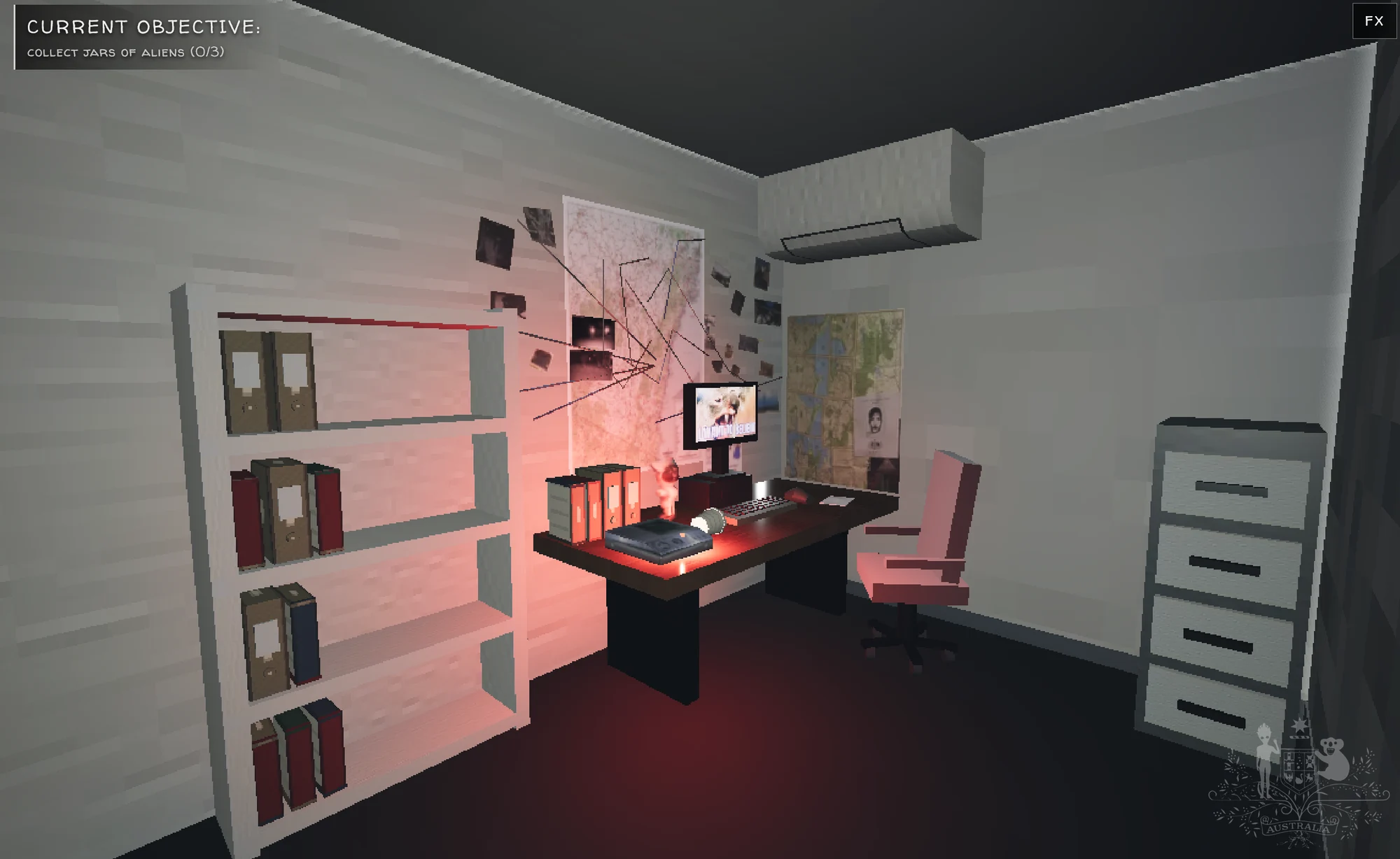 The investigation room in the browser experience.