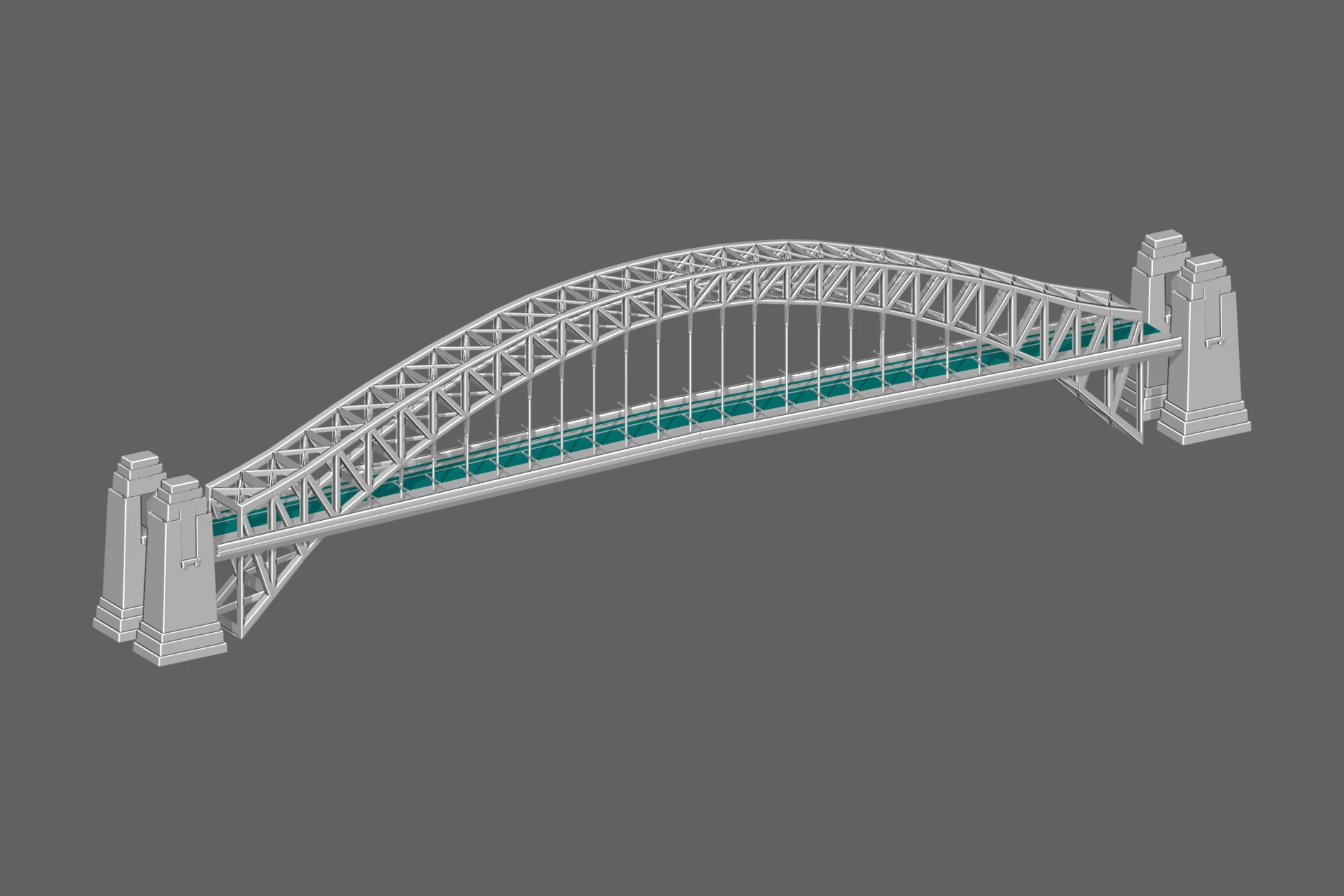 The authored Harbour Bridge model isolated for presentation.