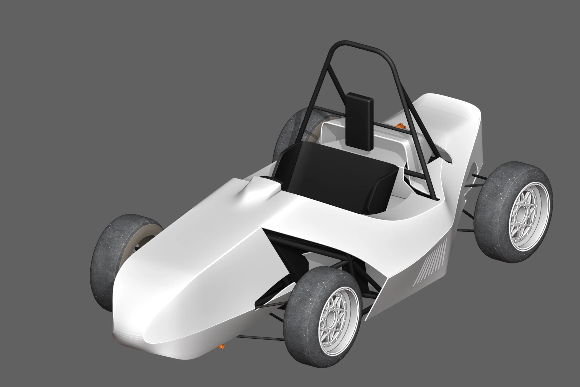 UTSM24 NORA Formula SAE vehicle, presented from the front with its cockpit, chassis and wheel assemblies visible.